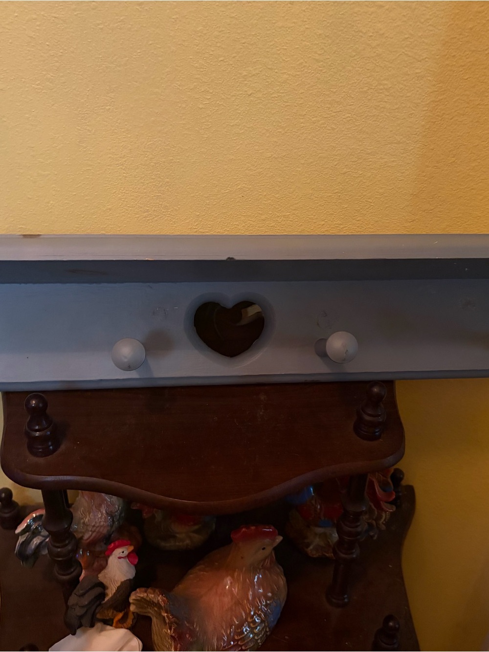Wood Wall Shelf with Heart Cutout - Light Blue-2